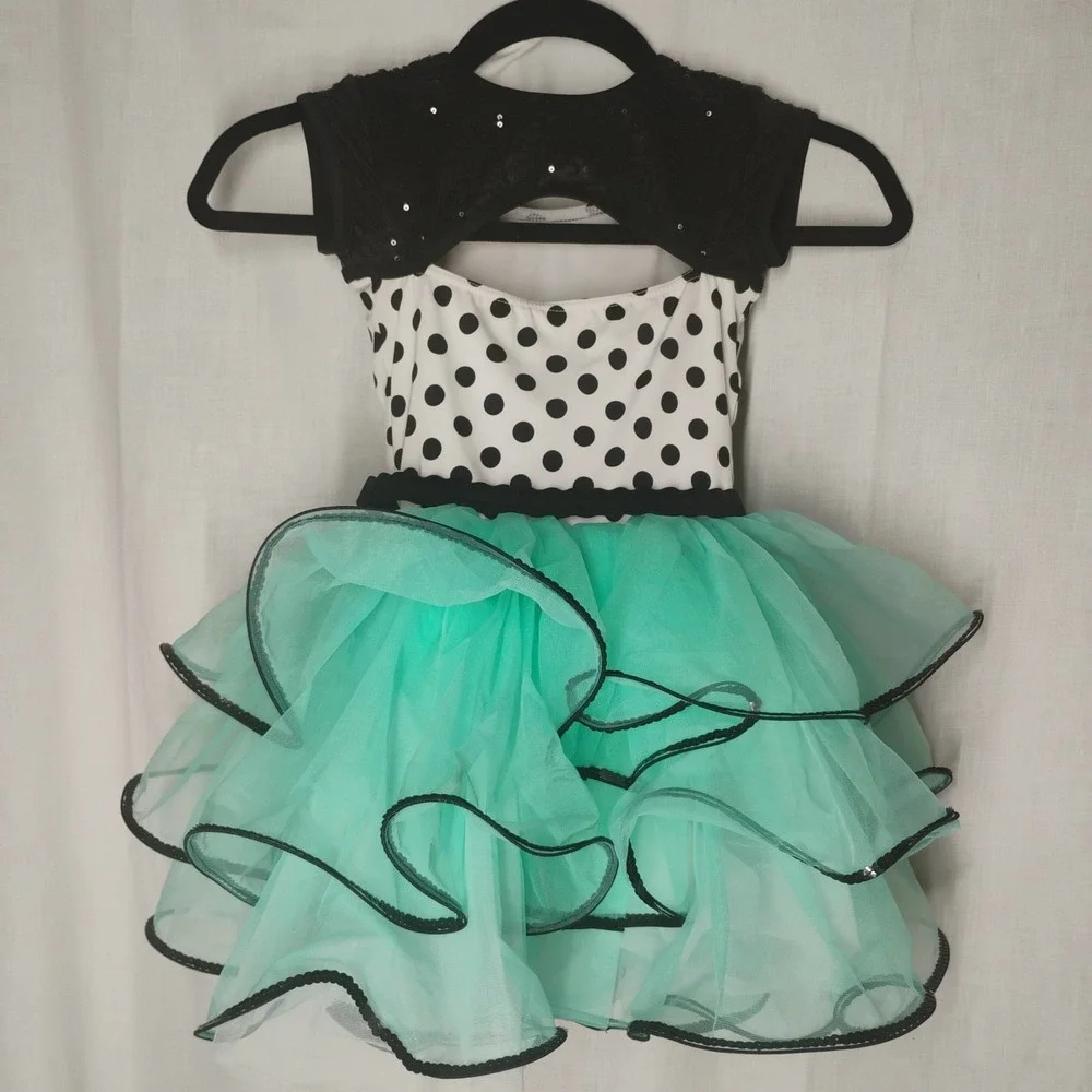 Weissman IC (7/8) Youth Black White Teal Dance Costume Tutu Skirt